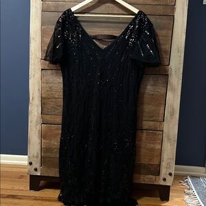 Fundaisy Black Flapper Dress - Size 2XL
